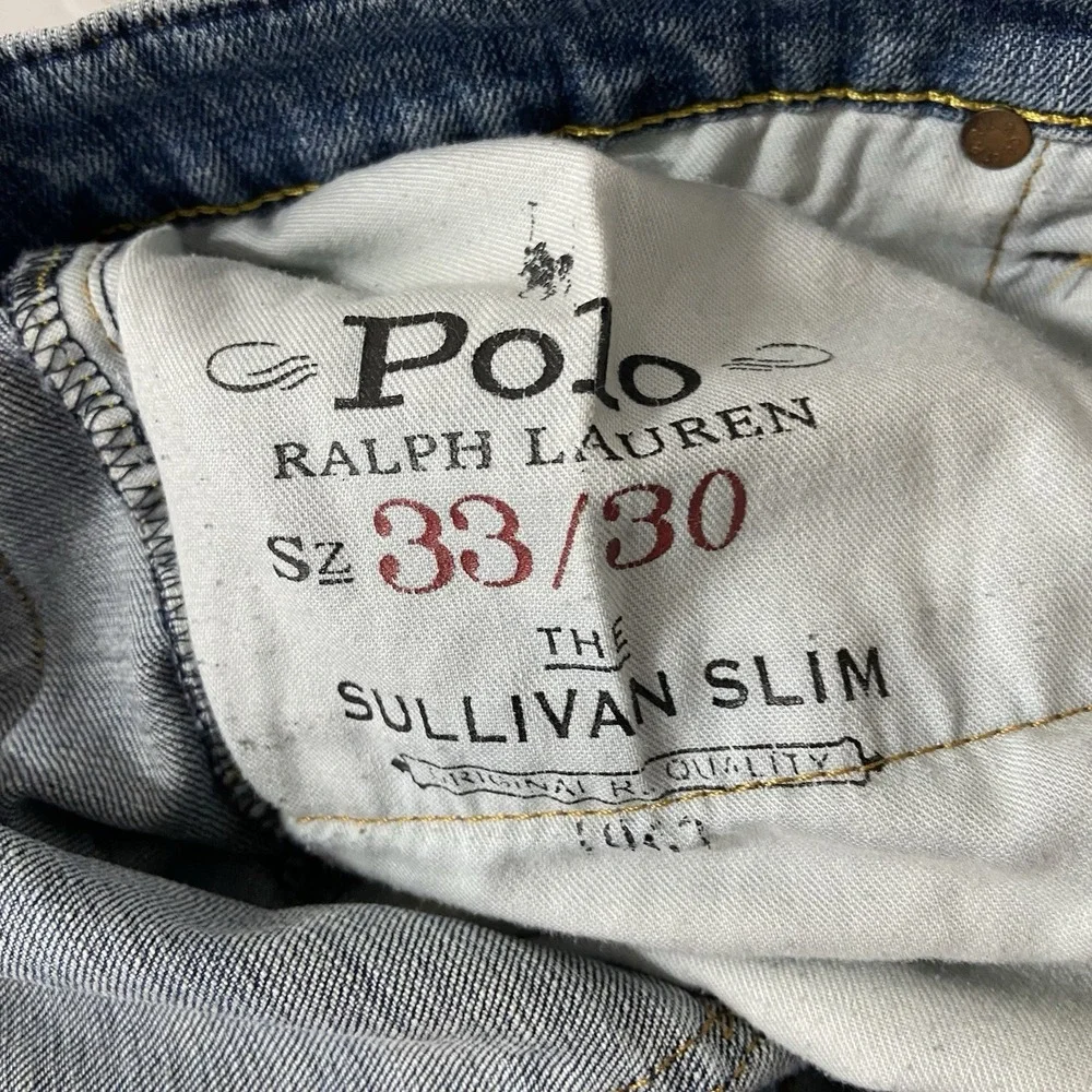 Polo Ralph Lauren Jeans men's 33x29 Sullivan Slim Fit Denim Blue Distressed